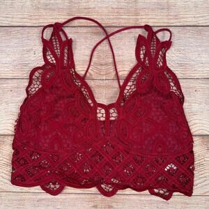 Burgundy Medium Lace Bralette with Strappy Back